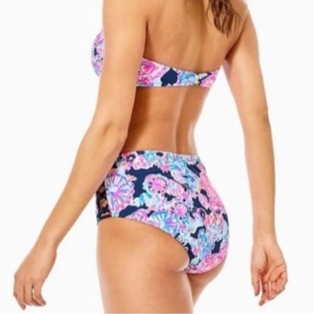 Lilly Pulitzer Bikini Set Niall Top Sz 2 Ruby Bottom Sz 6 Turtle Amazement Navy - Picture 3 of 14